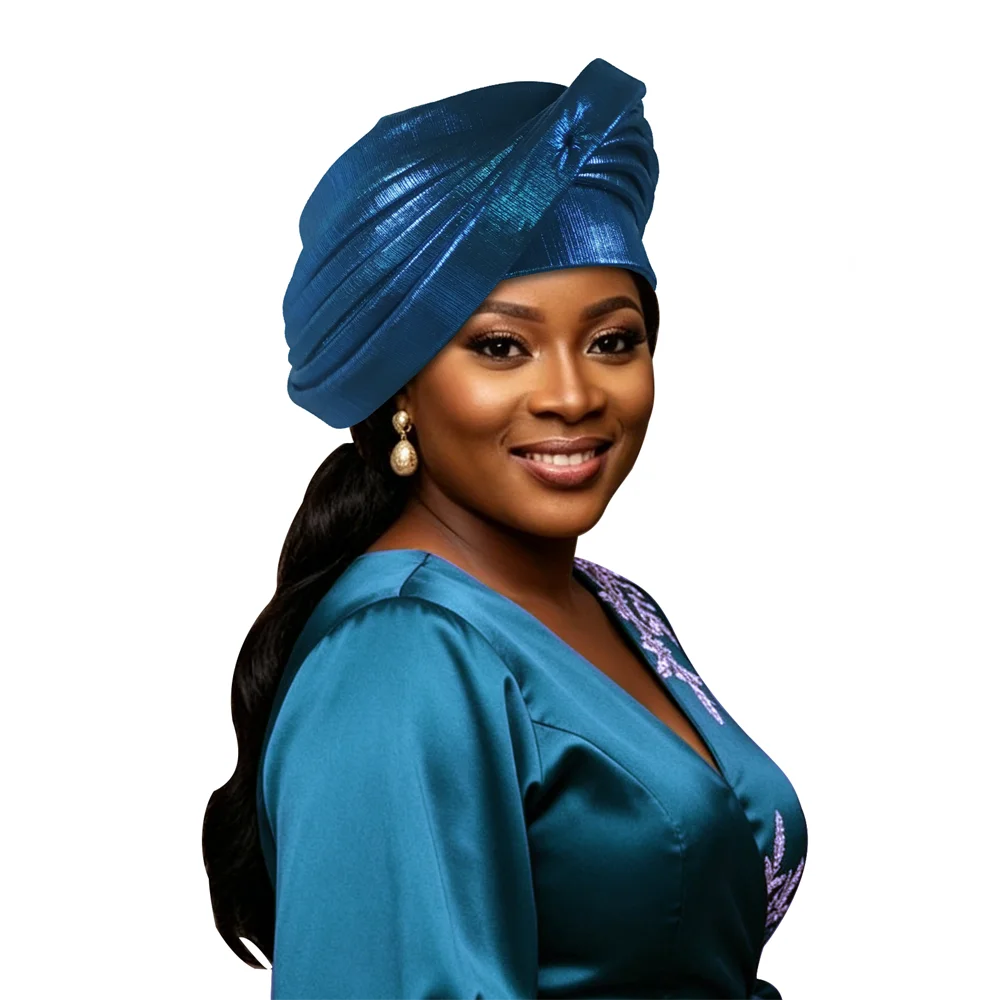 New Design Multi-layer Afrcian Headtie Turban Cap Lady Head Wraps Nigerian Auto Gele Wedding Geles Party Headpiece