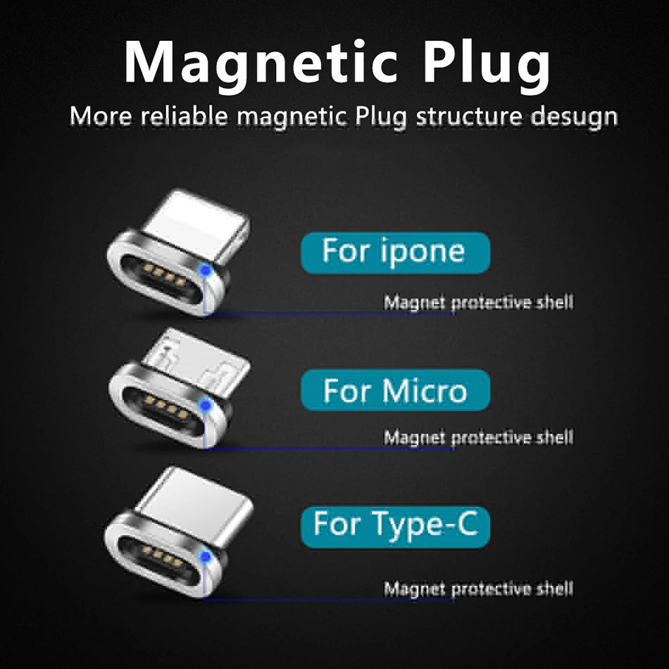 2022 New Round Magnetic Cable plug Type C Micro USB C Plugs Fast Charging Phone Microusb Type-C Magnet Charger Plug