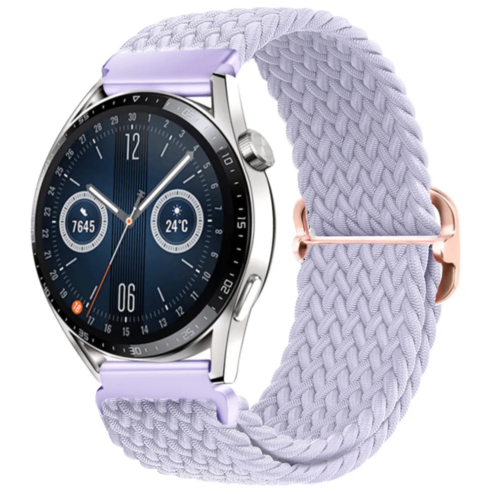 20mm 22mm Braided Solo Loop Strap For Samsung Watch 5/4/3 Active 2/Huawei Watch 3/GT Nylon Elastic Bracelet Amazfit GTR/GTS Belt