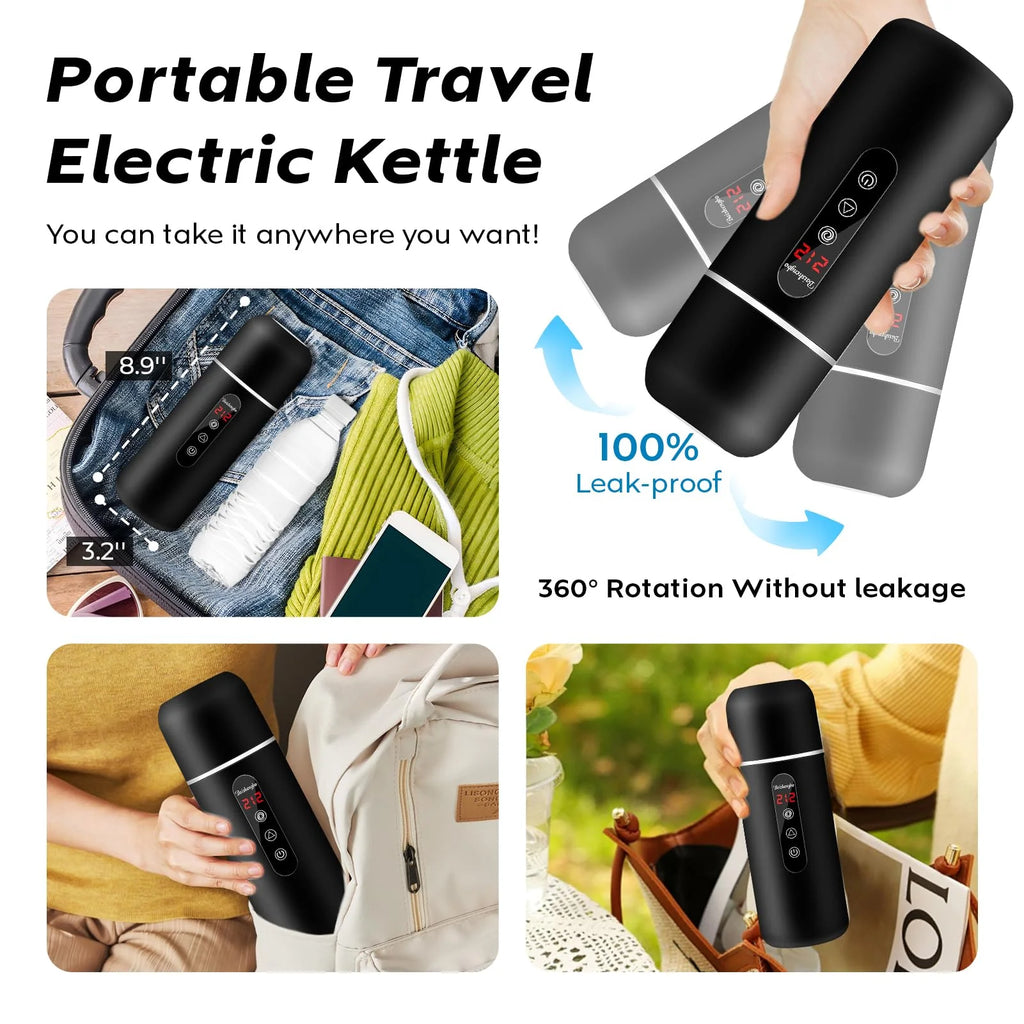 420ml Portable Car Heating Cup Electric Kettle 304 LED Smart Temperature Control Warmer Stirring Cup Heating Bottle Mixing Cup