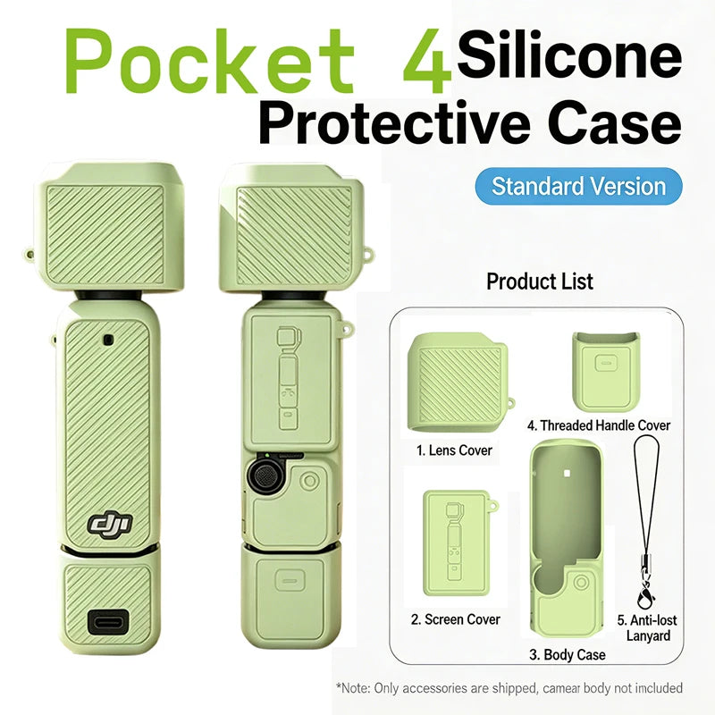 New Silicone Protective Case Set for DJI Pocket 4 Scratch-resistant Shock-resistant Protective Case for Camera Shell Accessories