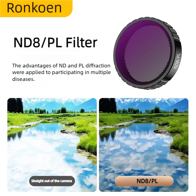 Ronkoen ND CPL Filter for DJI OSMO Action4/5Pro Action Camera Accessories CPL ND8 ND16 ND32 Lens Set Aluminium Alloy Frame