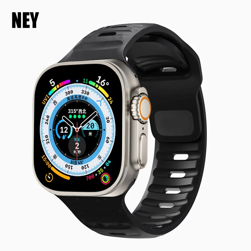 Sport Strap For Apple Watch Ultra band 49mm 45mm 46mm 44mm 42mm 41mm Silicone Air hole Bracelet iWatch Serie 11 10 9 8 7 6 SE