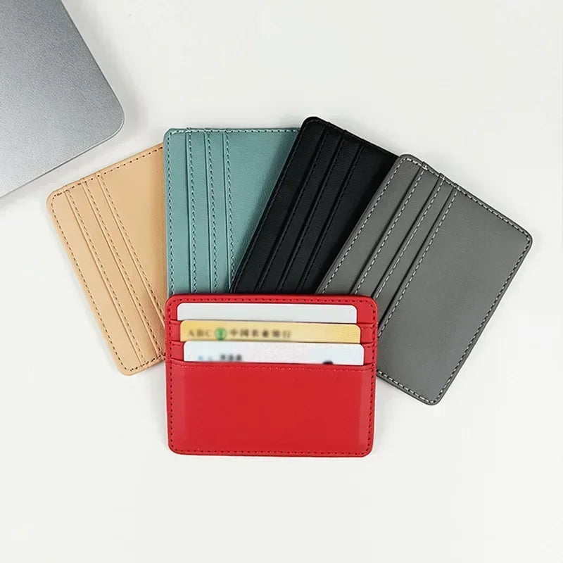 1Pc Pu Leather ID Card Holder Candy Color Bank Credit Card Box Multi Slot Slim Wallet for Women Men Business Card Cover