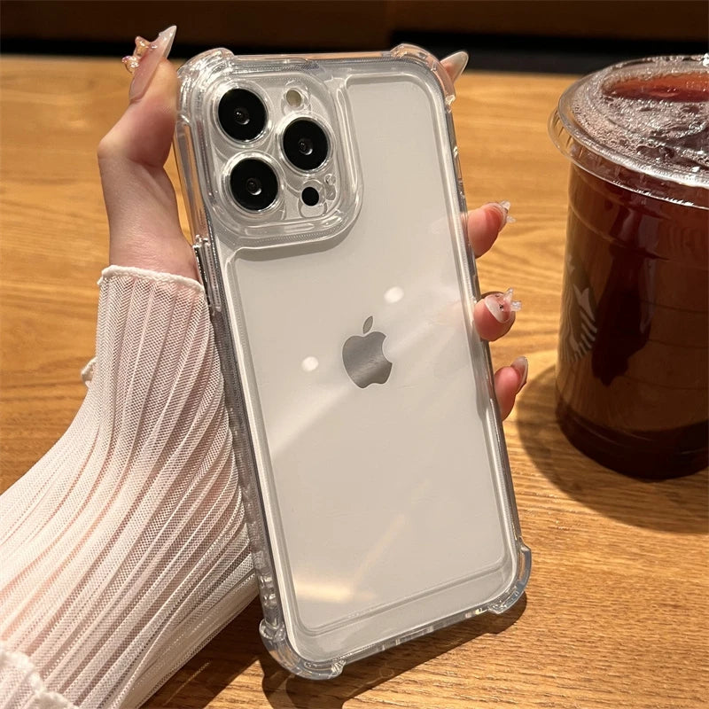 Luxury Shockproof Transparent Case For iPhone 15 14 13 12 11 16 17 18 Pro Max Plus Air Bumper Back Clear Cases Cover