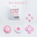 Cute Pink Sakura Silicone Soft D-pad Cross Button ABXY Key Sticker Skin Case For Switch 2/NS2 Joy-con Thumb Stick Grip Cap Cover