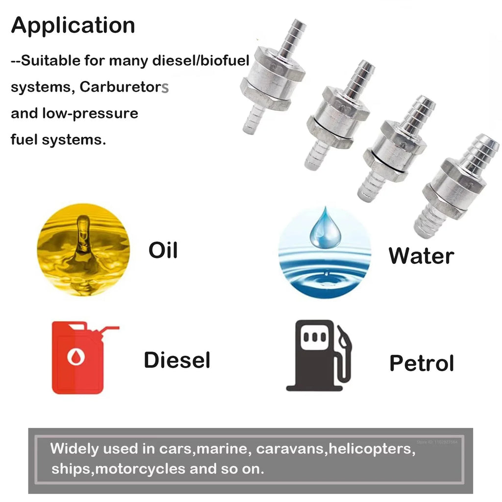 New Fuel Non Return Check Valve 6/8/10/12mm Aluminium Alloy Petrol Diesel Water Fuel Line One Way for Peugeot Renault