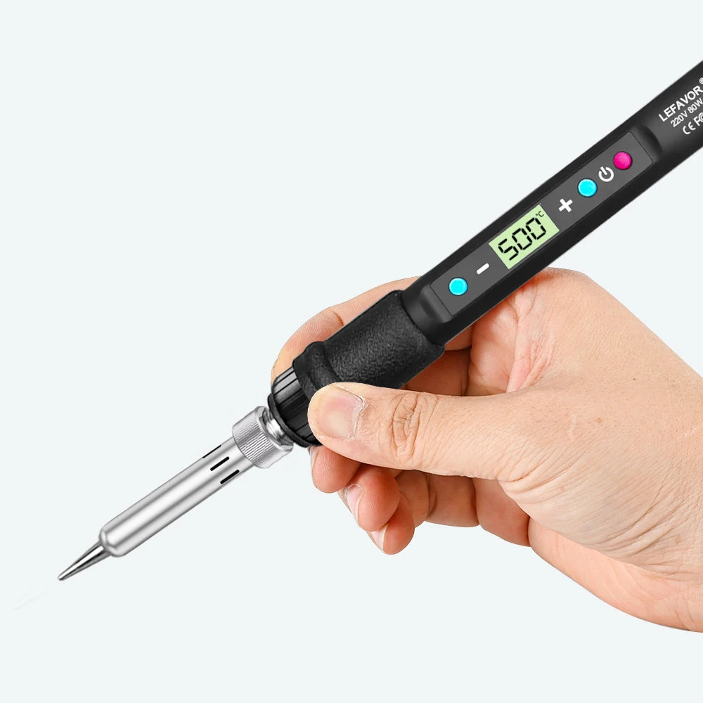 LEFAVOR 80W Digital display soldering iron welding set C/F switching calibration temperature 100-500C home repair DIY