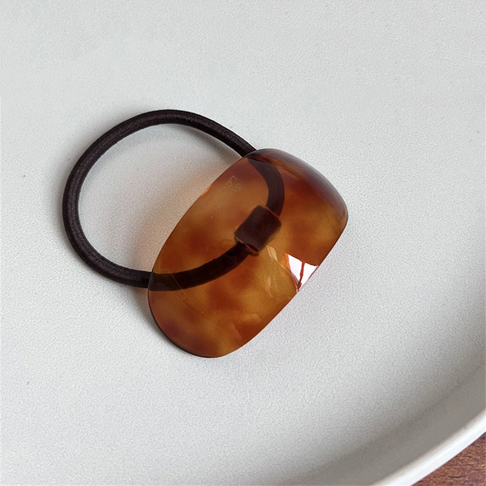 Simple Oval Acetate Hair Rope Daily Commuter Hair Tie Elastic Ponytail Rubber Band for Women Hair Ring Hair Accessories