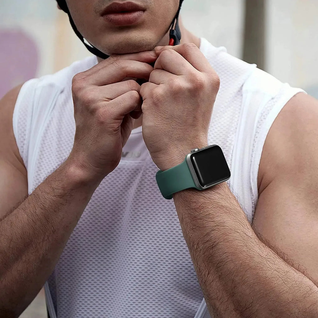 Strap for apple watch band 40mm 44mm 45mm 49mm 41mm 46mm 42mm silicone correas bracelet iwatch series 3 5 6 7 8 9 ultra 2 se 10