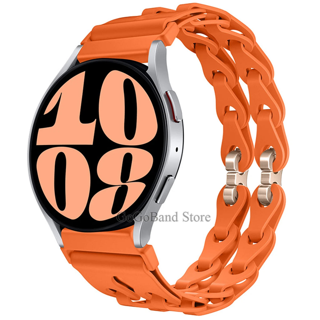 22mm 20mm Chain Strap for Samsung Galaxy Watch 7 6 5 4 6Classic Silicone Band for Huawei GT4 3Pro for Amazfit GTR 4/GTS Bracelet