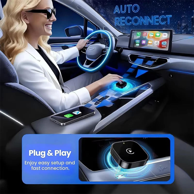 Vyvylabs Wireless Carplay Adapter Converts Wired Carplay to Wireless Connectivity Plug-and-Play for Android Auto for iPhone 10 And Above And Android 11 And Above
