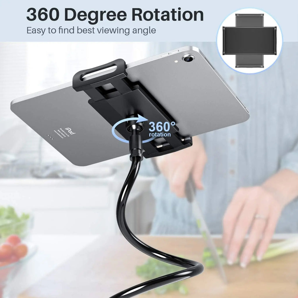 Tablet Holder Stand Bed Adjustable Flexible Arm Tablets Mount Clamp on Table For iPad Air Mini Or Other 4.7-10.5" Devices