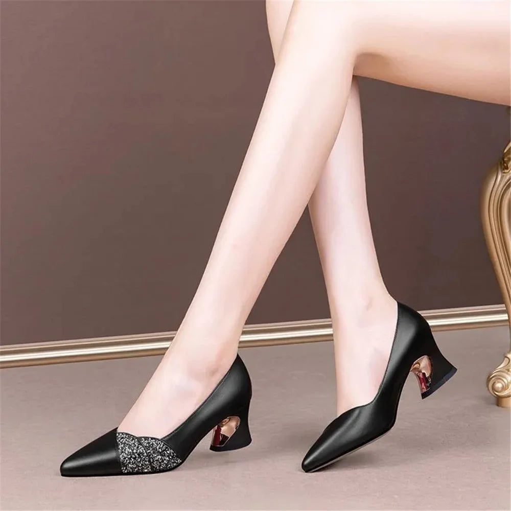 Cresfimix Sexy Party & Night Clue Round Heel Pumps for Female Women Elegant Beige Comfort Summer Slip on High Heel Shoes A6672