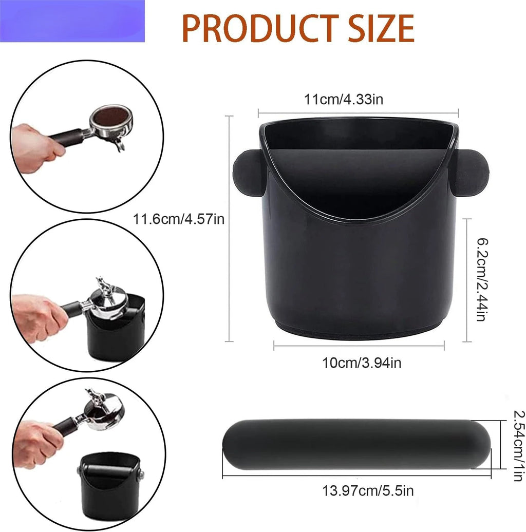 Coffee Knock Box Shock-Absorbent Durable Barista Style Knock Box With Removable Knock Bar.(4.6 X 4.3 Inch-Black)