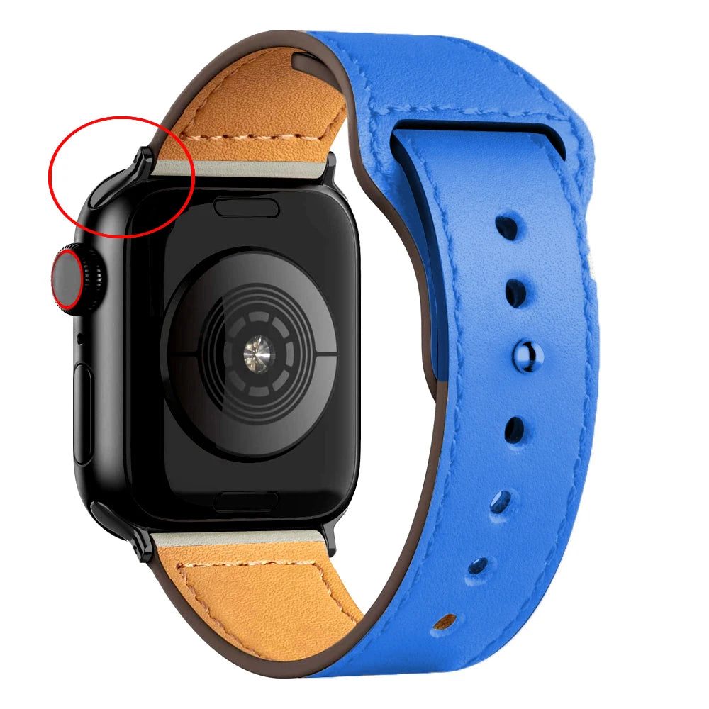 Leather band For Apple watch strap Ultra 2 49mm 44mm 40mm 38mm/42mm wrist bracelet for iWatch series 10 9 8 7 4 5 6 se 41mm/45mm
