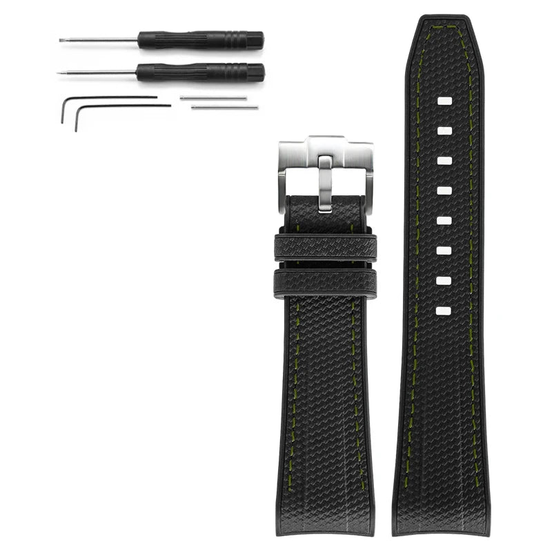 Rubber Silicone Watch Band for Swatch X Blancpain GREEN ABYSS Curved End Waterproof Sport Woven Pattern Strap Bracelet 22mm
