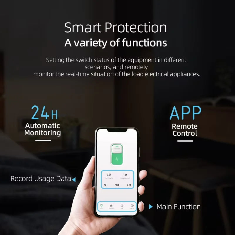 TUYA WIFI Smart Circuit Breaker Power Metering 1P 63A DIN Rail for Smart Home wireless Remote Control Smart Switch by APP Chayo