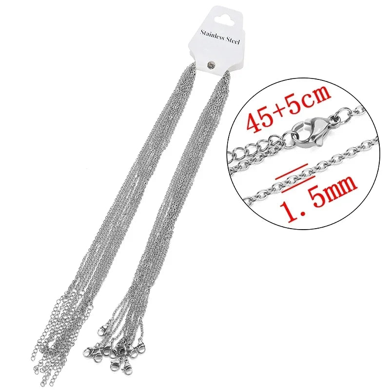 10pcs/lot 45+5cm 45cm 50cm Stainless Steel Adjustable Link Chain Necklace Women Gold Color Fashion chokers Jewelry Wholesale