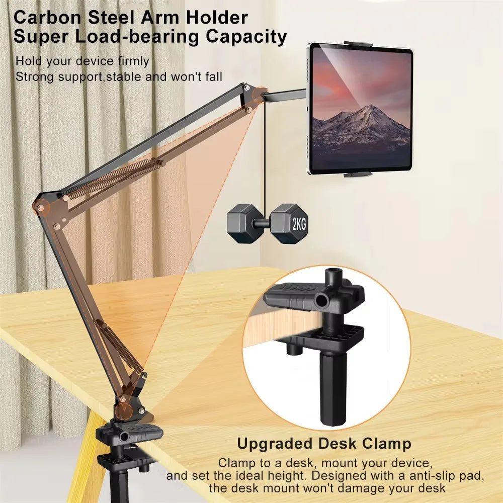 Tablet Holder for Bed with 90cm Metal Arm 360 °   Rotating Bed Tablet Mount Stand for iPad Stand 4.5~11 Inch Phone Tablet Bracket