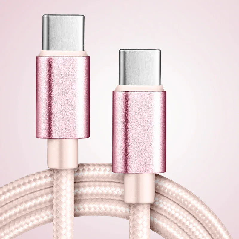 60W 5A Nylon Fast Charging Cable 1/2/3m Dual Type-C Colorful Data Cable Highspeed Data Transfer Quick Charging Wire For Xiaomi17