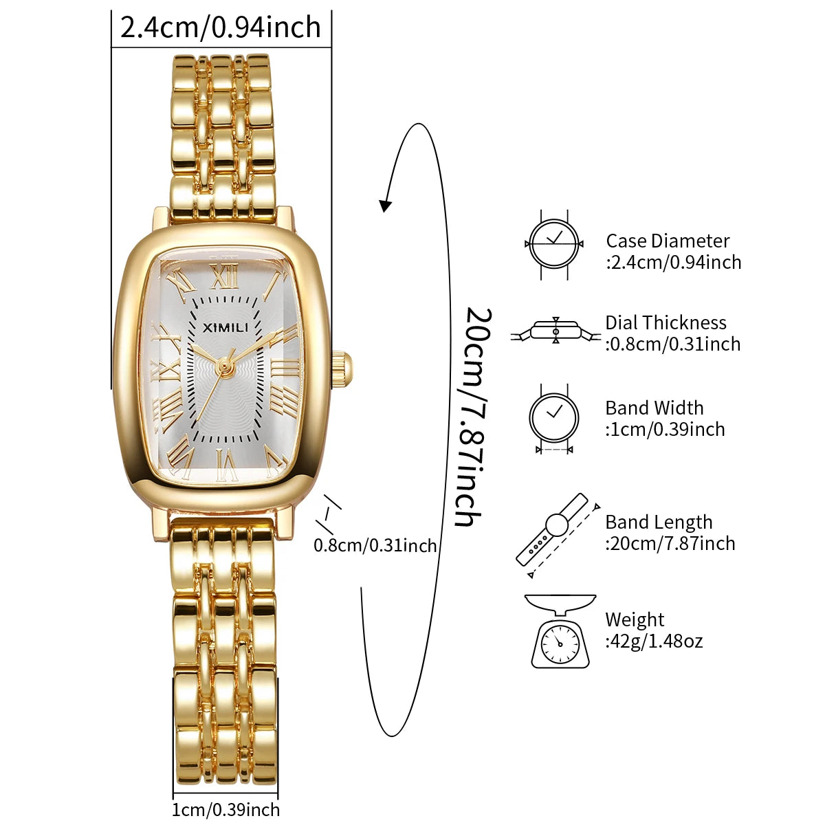 6PCS Elegant Roma Dial Women Quartz Watch Jewelry Set Ladies Bracelet Strap Wristwatches Relogio Feminino Clock Gift（Without Box
