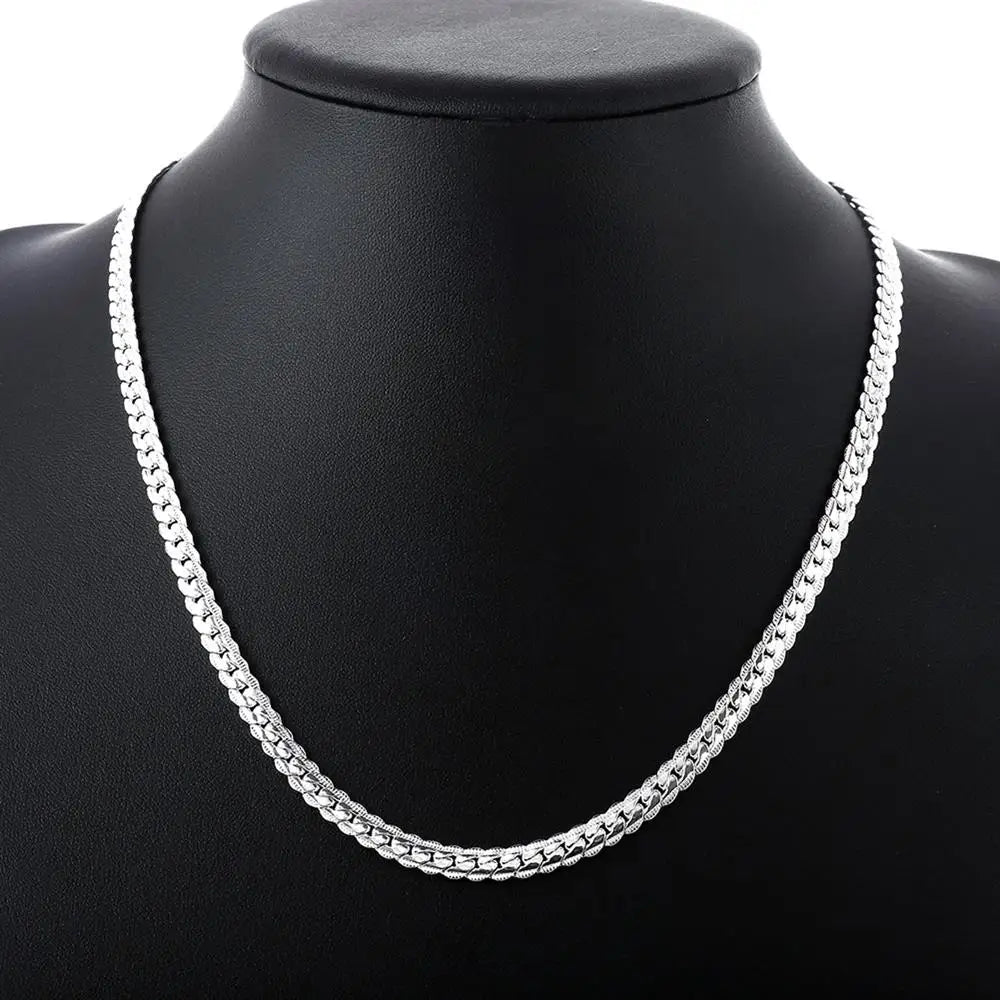 KCRLP 925 Sterling Silver 6mm Side Chain 8/18/20/22/24 Inch Necklace For Woman Men Fashion Wedding Engagement Jewelry Gift