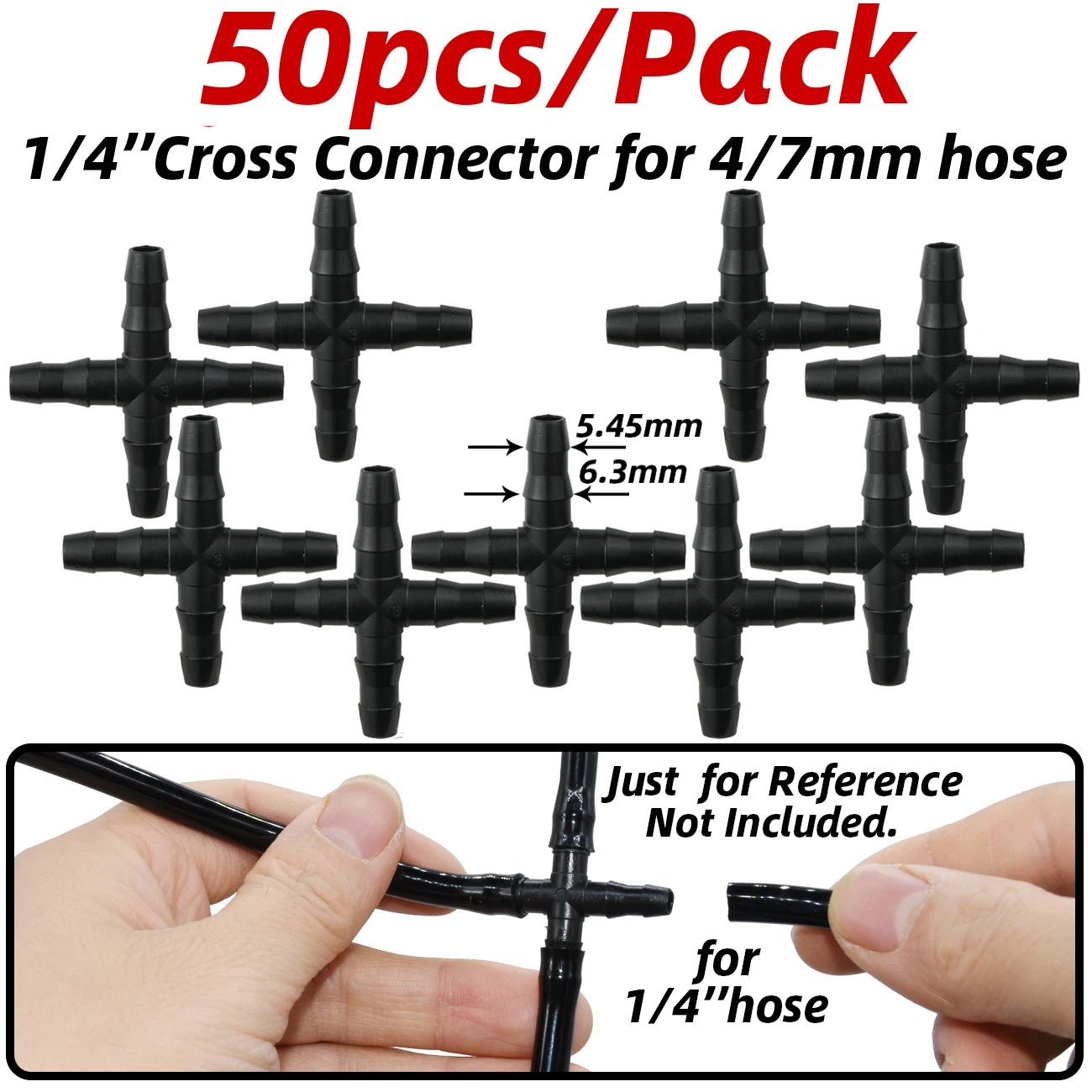 1-50pcs 4/7mm Barbed Connector Irrigation Fitting Drip Irrigation Connector 1/4'' Tubing Hose Fitting for Flower Pot Garden Lawn