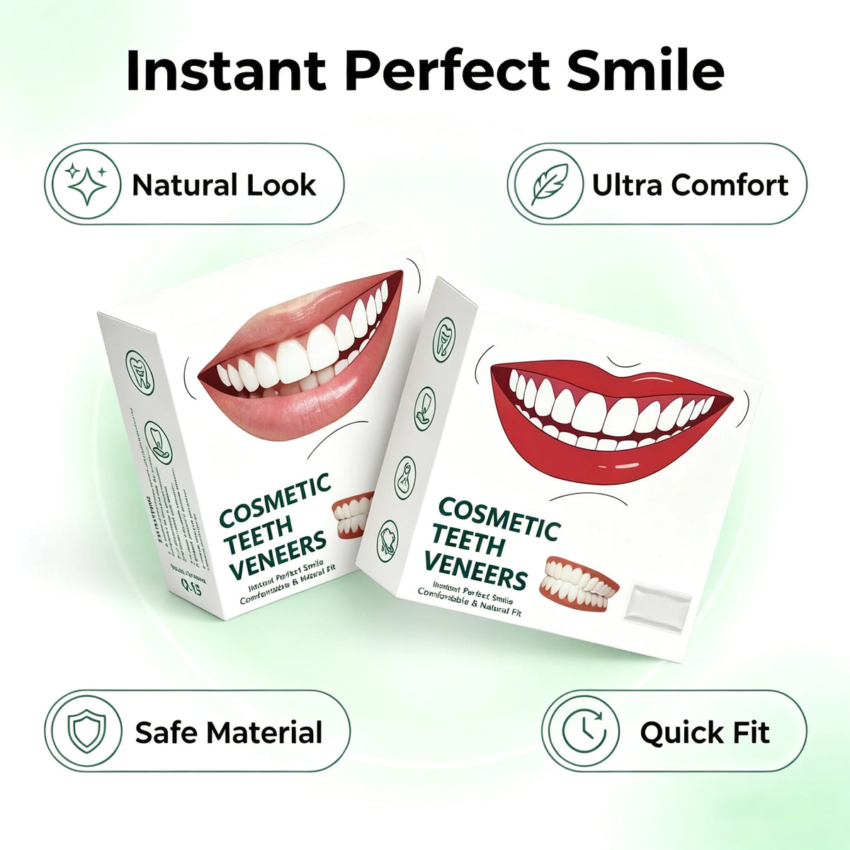 Natural‑Looking Silicone Full Denture Upper Lower Set Soft Comfortable Reusable False Teeth for Daily Oral Care for Men Women