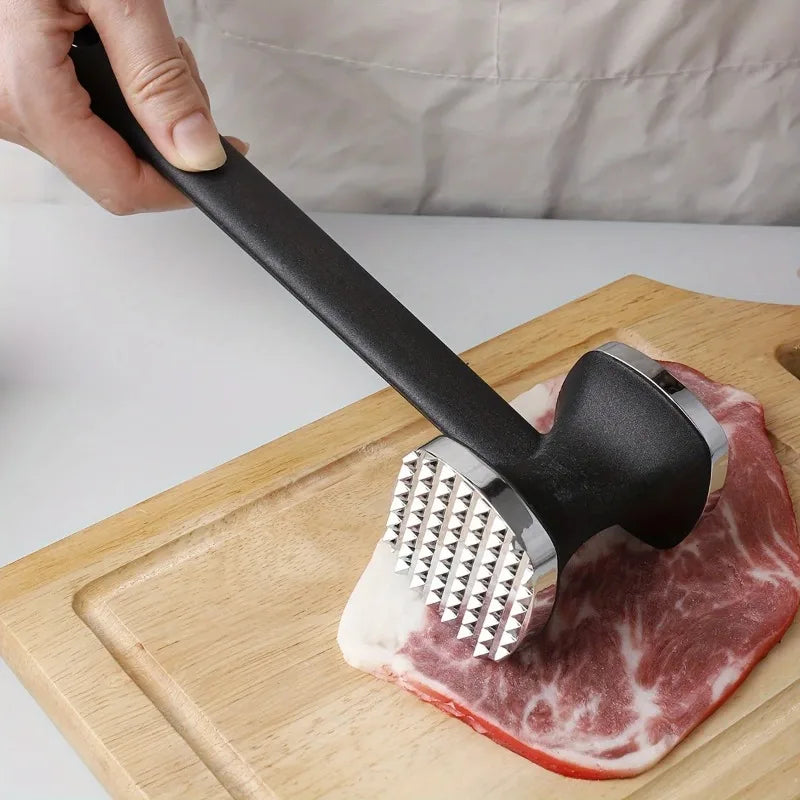 Heavy Duty Stainless Steel Meat Tenderizer Hammer with Rubber Grip Kitchen Pounding And Tenderizing Tool