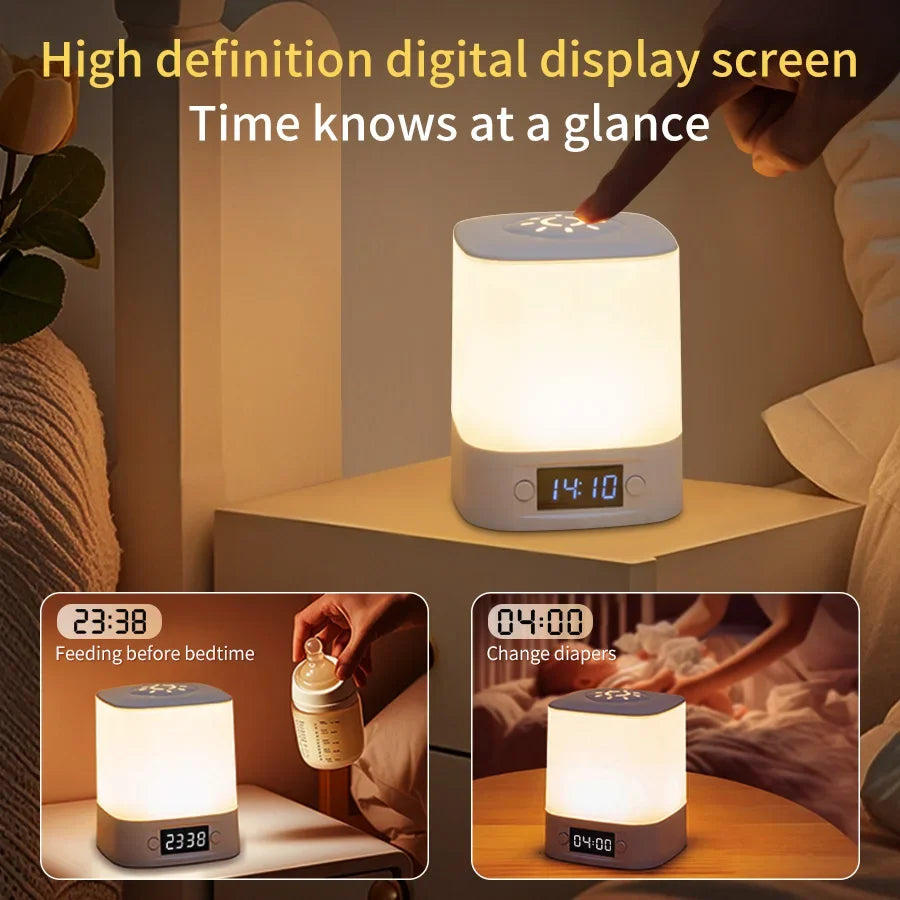 Touch Dimmable LED Night Lamp with Remote Clock Time Display or Not Eye Protection Reading Lamp Bedside Night Light Rechargeable