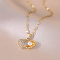 Yupsk Fashion Personalized Shell Starfish Pearl Necklace for Women  Versatile Shiny Zircon Engagement Wedding Party Jewelry
