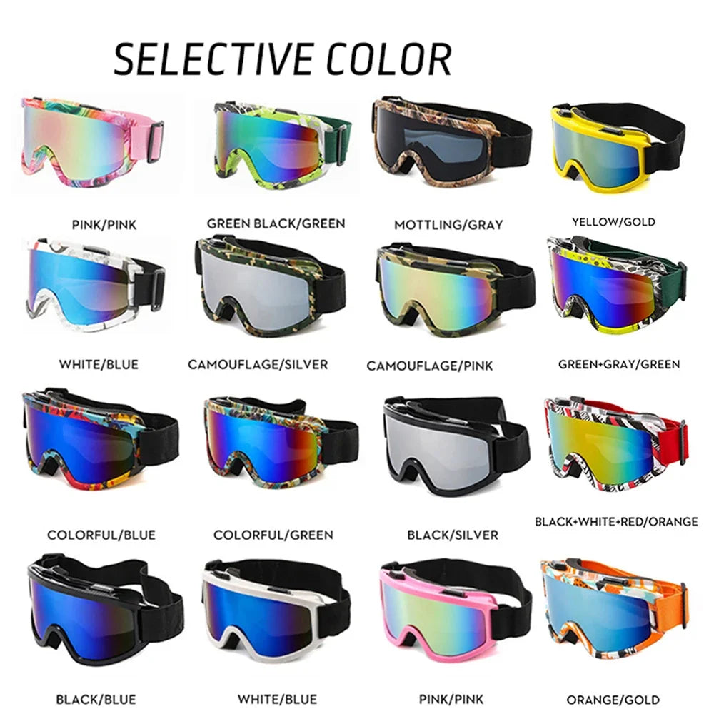 Large Frame Ski Goggles Colorful Anti-Glare Lenses for Snowboarding Skiing Outdoor Winter Sports