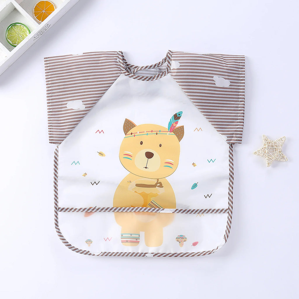 Waterproof EVA Full Sleeve Baby Bibs Children Apron Long Sleeve Feeding Smock Kids Eating Breastplate Infant Scarf Clothing