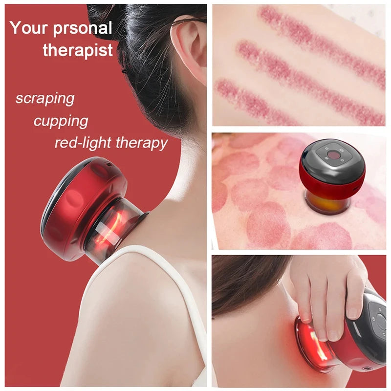 Smart Vacuum Cupper Body Cupping Scraping Massager Electric Heated Suction Cup Device Back Neck Arm Massager Relieve Fatigue
