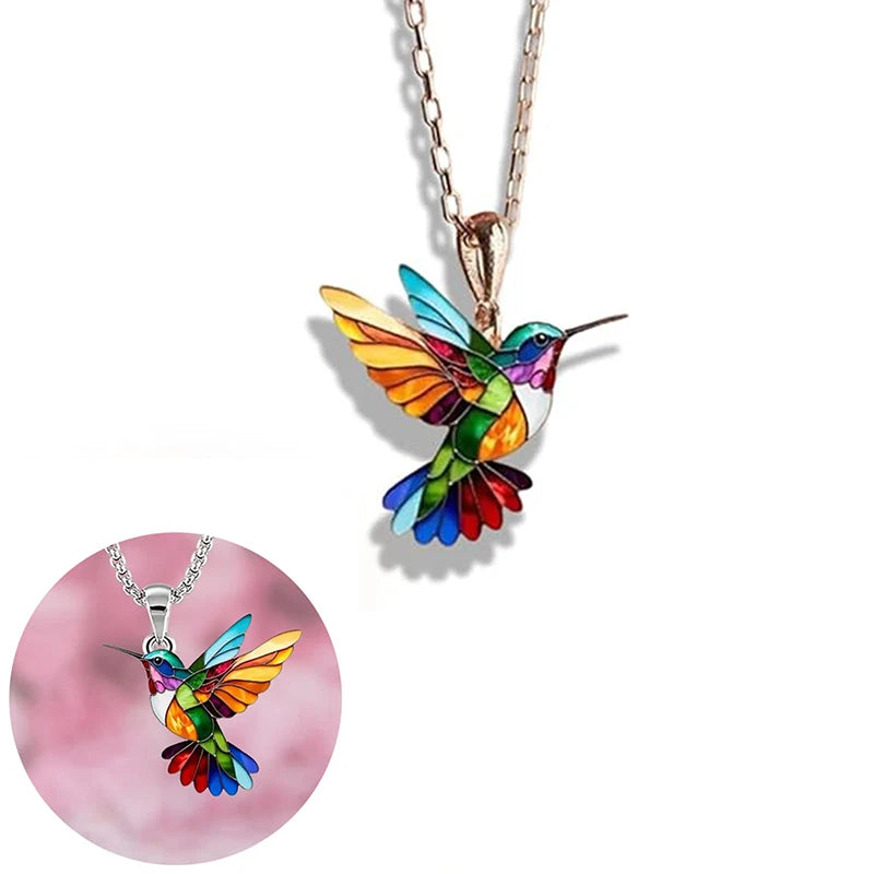 1PC Acrylic Hummingbird 2D Bird Shape Necklace for Women Girls Neck Charms Spring Summer Jewelry Gifts Accessories