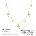 Skyrim Clear Zircon Coconut Tree Pendant Necklace Stainless Steel Gold Color Chain Choker for Women Plant Jewelry Wholesale