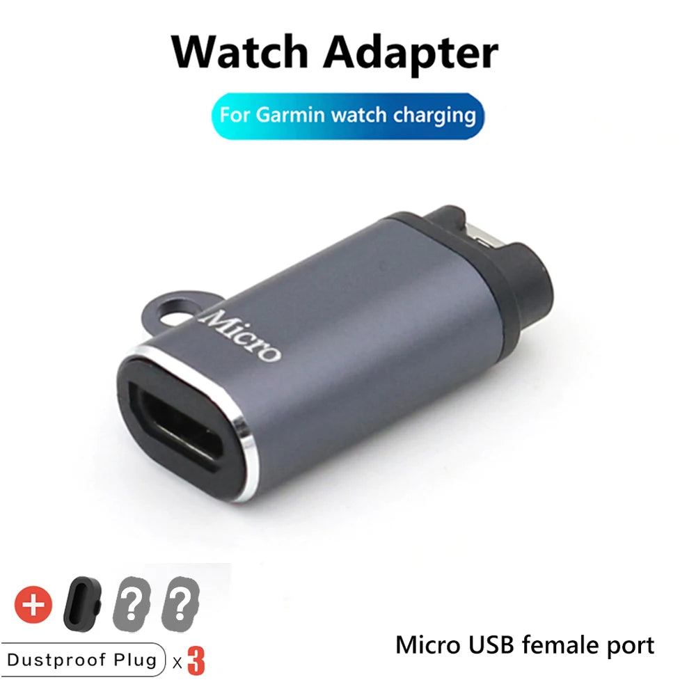 Type C/Micro USB/iOS Charging Portable Adapter For Garmin Fenix 8 7 7S 7X 6 6S 6X 5 5S 5X Venu 2 Smart Watch Charger Converter