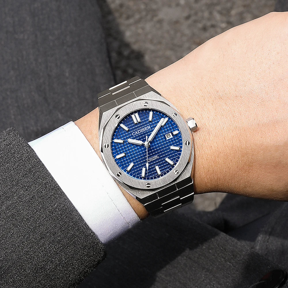 CADISEN Automatic Mens Watches Fashion Top Brand Stainless Steel Sapphire Glass MIYOTA 8215 Watch Men Mechanical Wristwatch