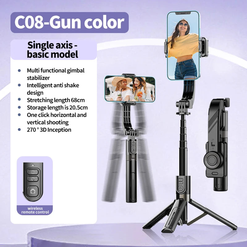 FANGTUOSI Handheld Gimbal Stabilizer 360° Rotation Estabilizador Anti Shake Selfie Stick Fill Light For Phone Stabilizer Tripod