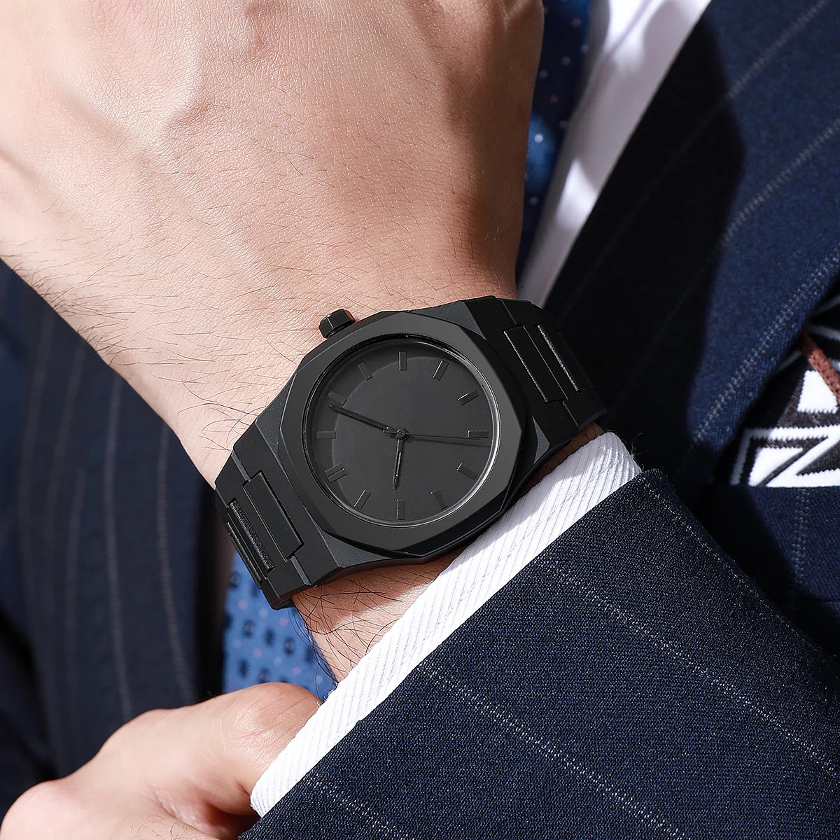 Modern Minimalist Personality Creative All-black Men's Watch Arabic Digital Sports Leisure Quartz Watch Unique Design Watch