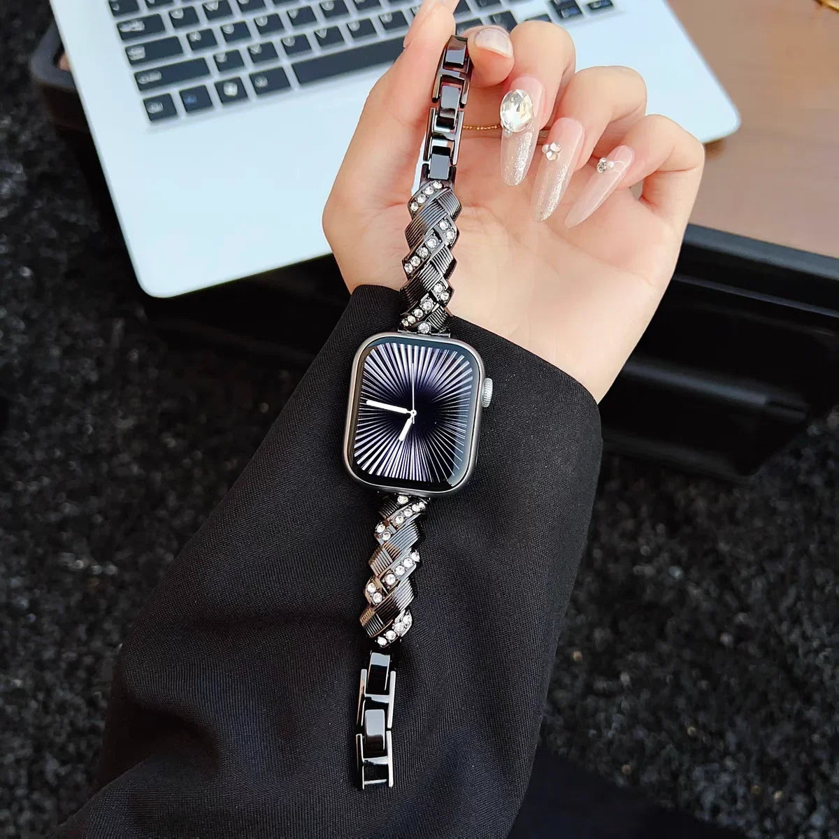 Nice Bling Ear of Wheat Bracelet Link for Apple Watch Band Series S11/10/8/7/6/3/4/5/9 40mm 41mm 38mm 42mm 44mm 45mm 46mm Strap