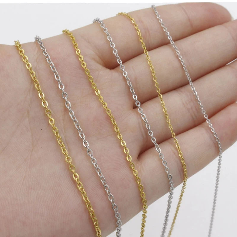 20 Pieces / Batch 304 Stainless Steel Necklace Link Necklace 1mm 2mm Thick Chain Link 45cm/50cm/60cm for Jewelry Necklace