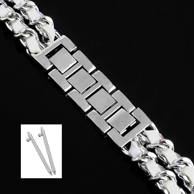 Strap Metal Chain Wristband For Garmin Forerunner 165 265 255 245 55 158 570 Vivoactive 5 6 Venu SQ 3 2