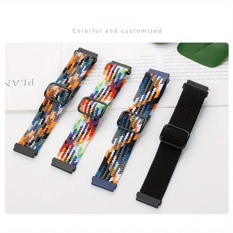 20mm 22mm Braided Solo Loop Strap For Samsung Watch 5/4/3 Active 2/Huawei Watch 3/GT Nylon Elastic Bracelet Amazfit GTR/GTS Belt
