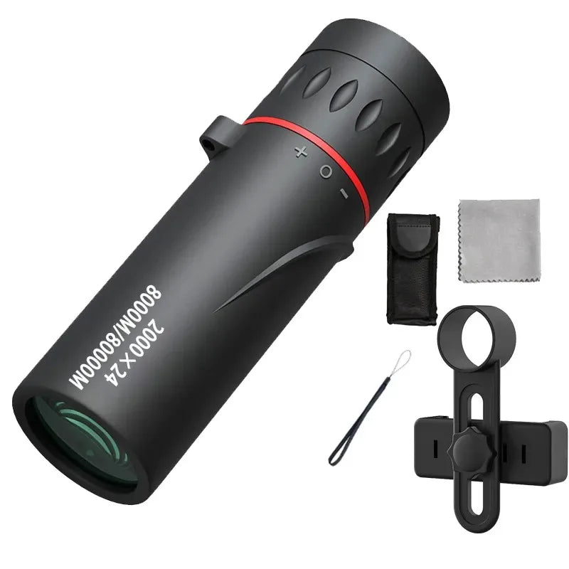 2000x24 HD Monocular Telescope Mini Portable Mobile Phone Telescope with Holder Outdoor Camping Hunting Birdwatching Telescopes