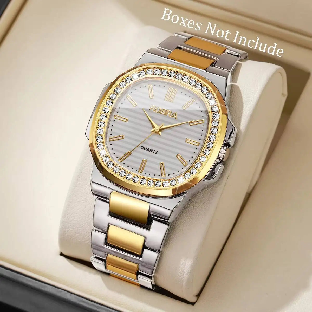 Fashion Square Men Business Watches Luxury Rhinestone Steel Band Male's Quartz Wristwatch Reloj Hombre（Without Box）