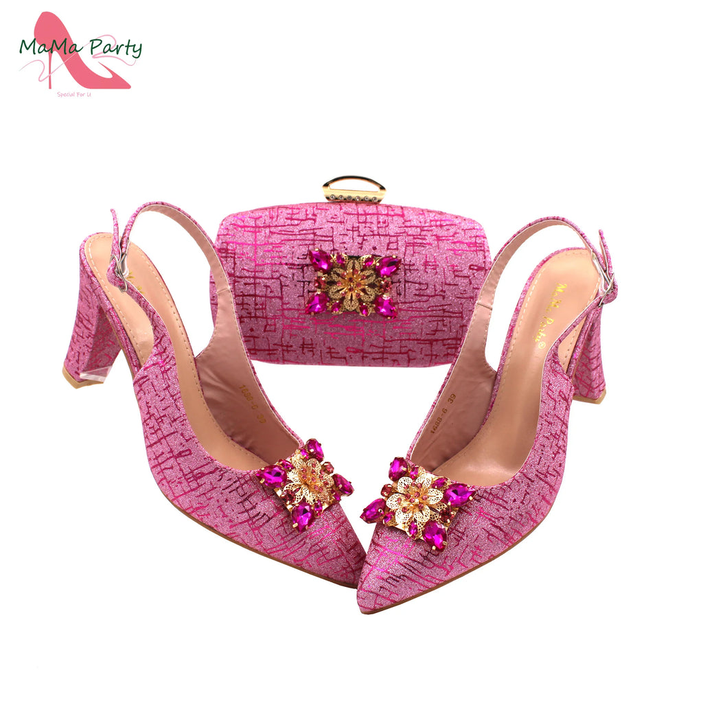 Fashionable Italian Shoes and Bag Set African Sets Champagne Color Nigerian Shoes with Matching Bags for Royal Wedding Party