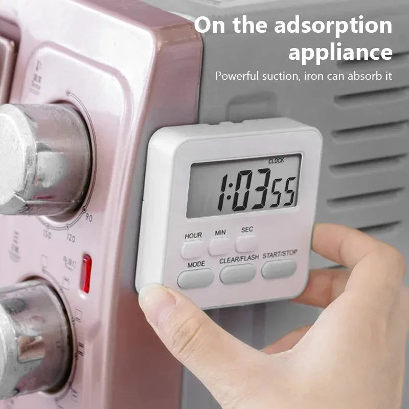 Practical LCD Digital Display Kitchen Timer Countdown Stopwatch Alarm Clock with Flashing Light Kitchen Sleep Accessory