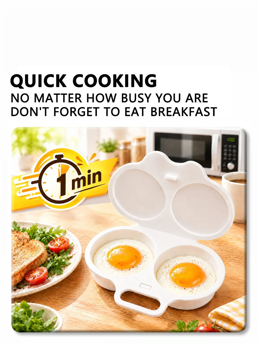 Aoifn Food Grades Plastic Microwave Egg Cooker Heat Resistant Kitchen Cooking Mold Egg Fryer Easy To Clean Steamed Egg Box